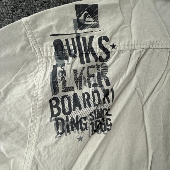 Quiksilver Loop Graphic Print All Cotton Camp Short Sleeve Medium White Casual - Picture 16 of 16